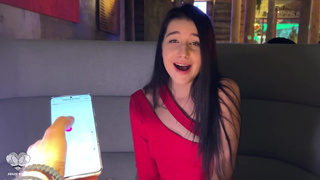 Came on a date with LUSH VIBRO TOY in pussy, public MASTURBATE under the table.mp4