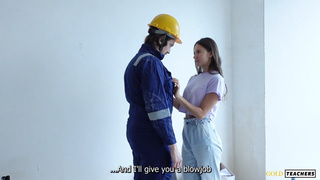 Развратная стройплощадка – губы и член в действии